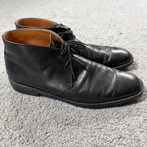 Salvatore Ferragamo Studio Black Leather Lace-Up Chukka Boots Men's Size 10 VGUC